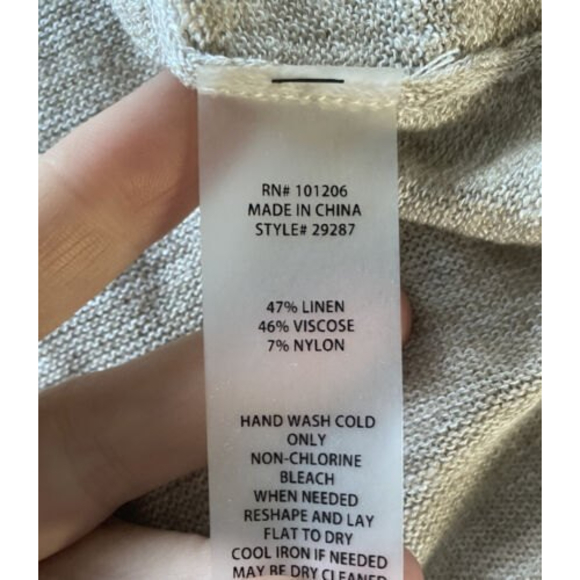 Soft Surroundings Linen Blend Tunic Sweater Asymmetric Beige Wheat Size large - Picture 9 of 9